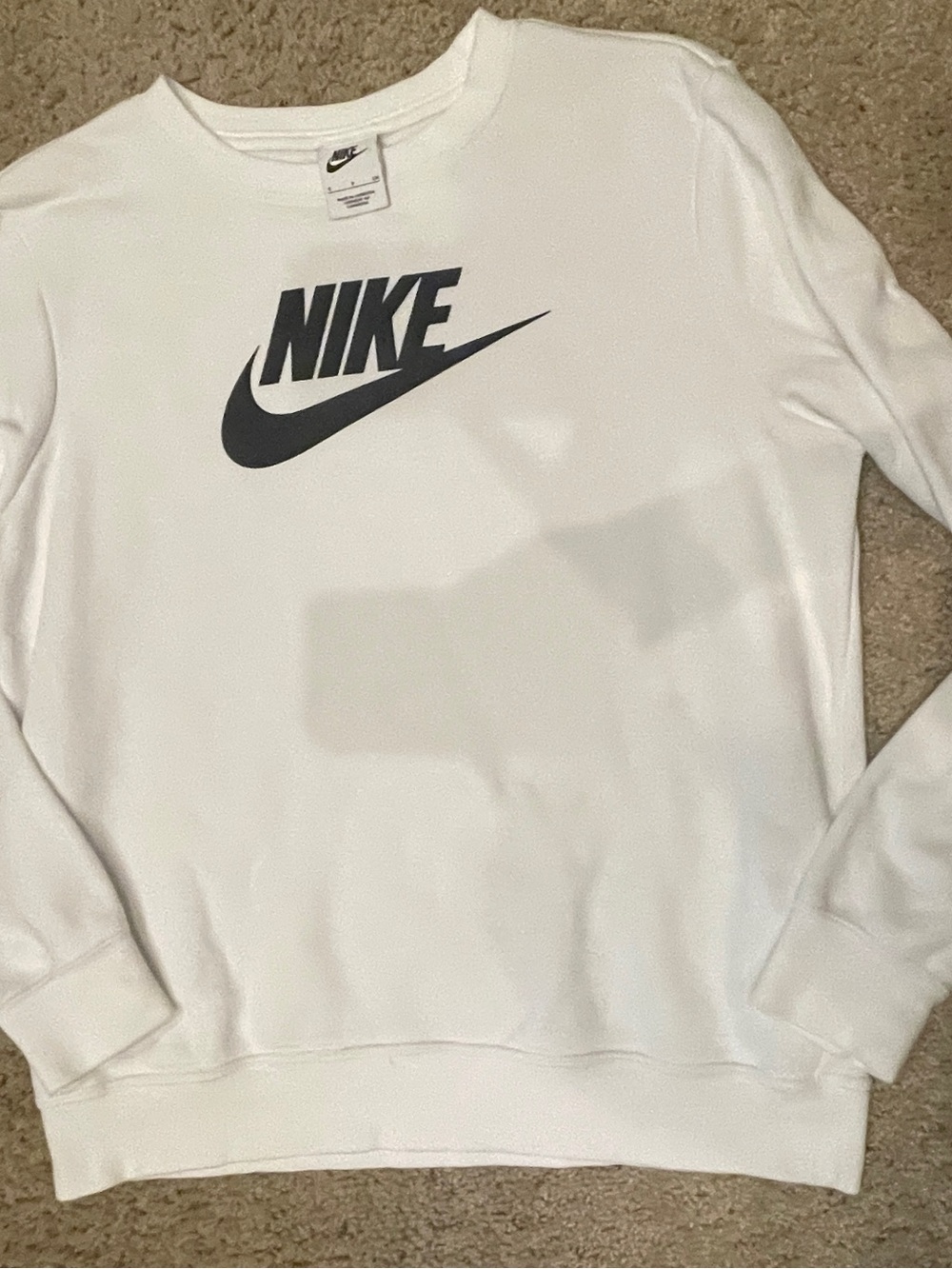 Nike White Crewneck Sweatshirt with Black Swoosh